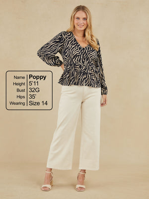 Carol - Peplum Blouse - Zebra Print