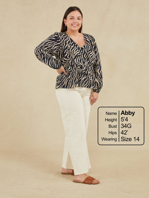 Carol - Peplum Blouse - Zebra Print