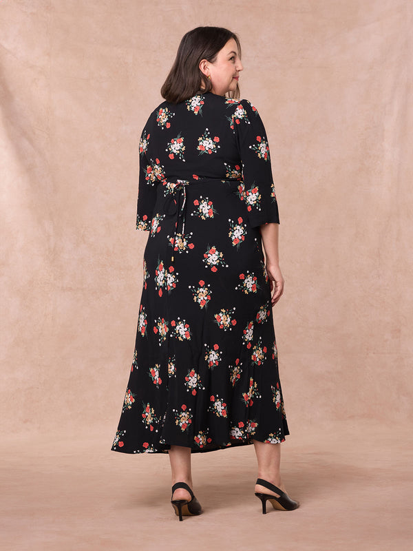 Frances - Midi Dress - Black Floral